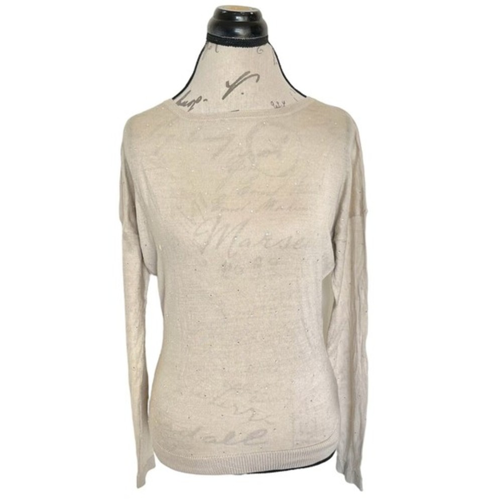 The Limited Womens Sweater Size XS Beige Rhinestones Dead Stock Sparkle Vintage